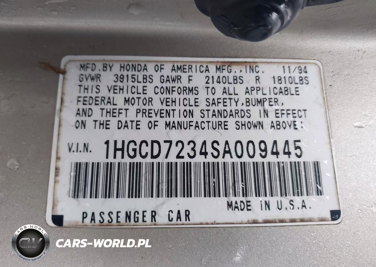 1995 Honda Accord Lx VIN:1HGCD7234SA009445 - 9