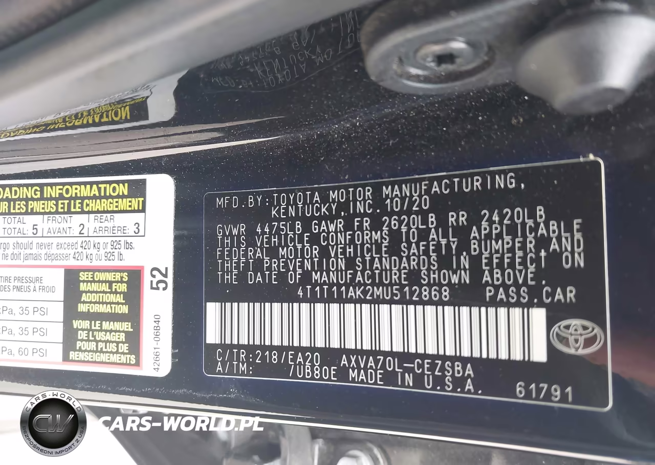 2021 Toyota Camry Se VIN:4T1T11AK2MU512868 - 9
