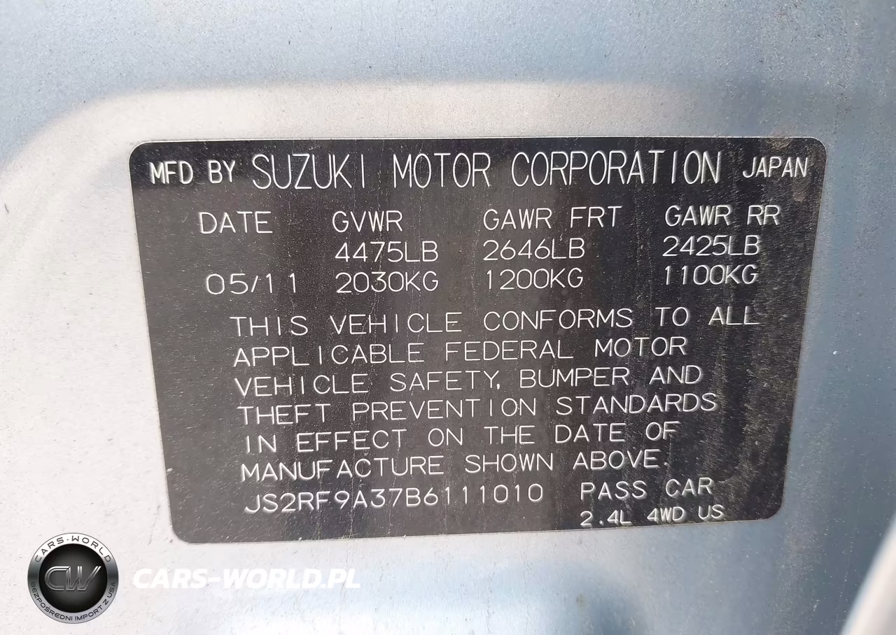 2011 Suzuki Kizashi Se VIN:JS2RF9A37B6111010 - 9