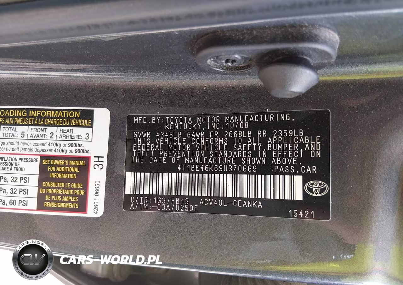 2009 Toyota Camry Le VIN:4T1BE46K69U370669 - 9