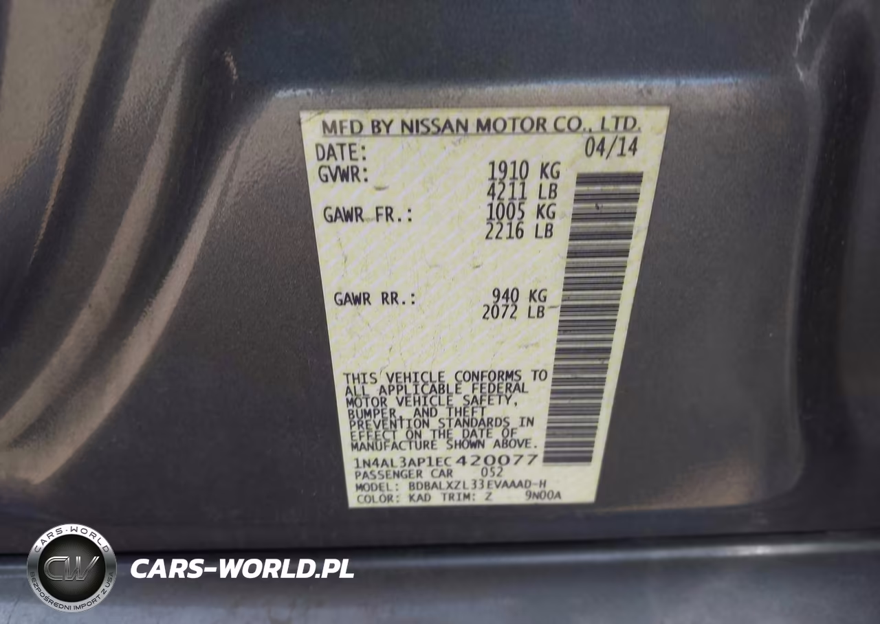 2014 Nissan Altima 2.5 Sl VIN:1N4AL3AP1EC420077 - 9