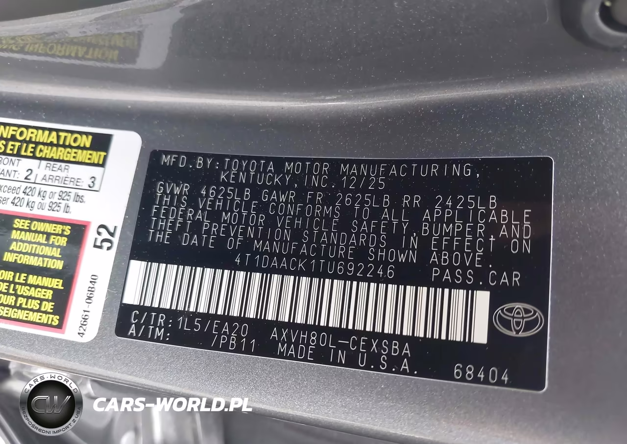 2026 Toyota Camry Se VIN:4T1DAACK1TU692246 - 9