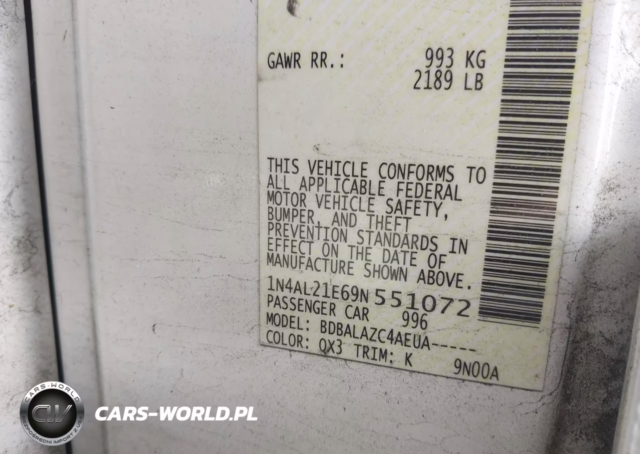 2009 Nissan Altima 2.5 VIN:1N4AL21E69N551072 - 9