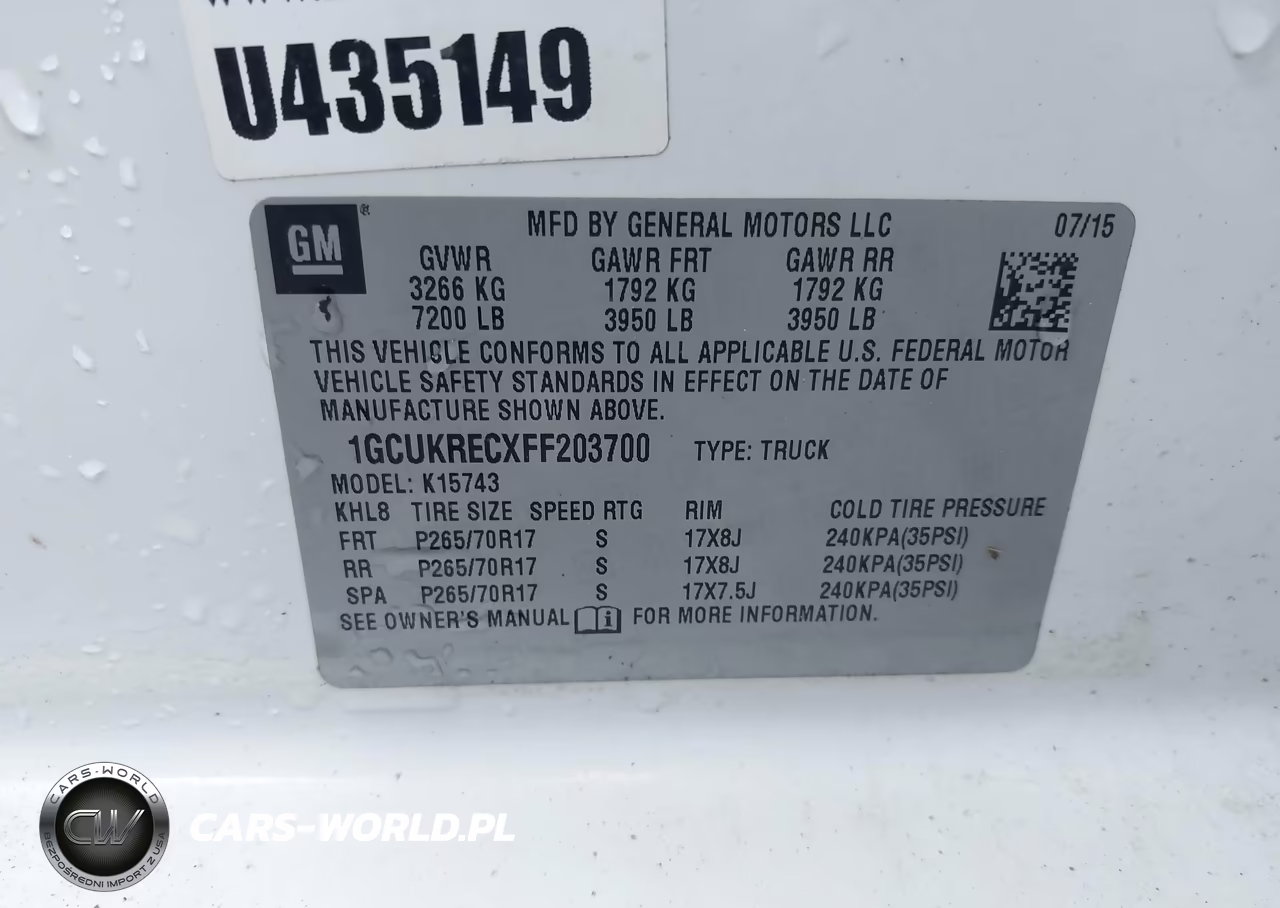 2015 Chevrolet Silverado 1500 2Lt VIN:1GCUKRECXFF203700 - 9