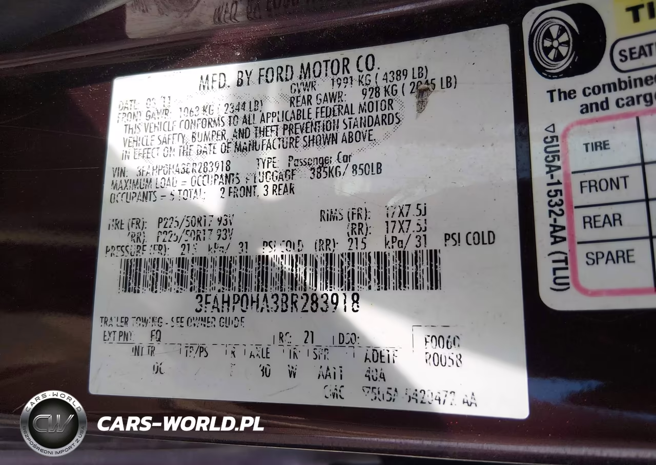 2011 Ford Fusion Se VIN:3FAHP0HA3BR283918 - 9
