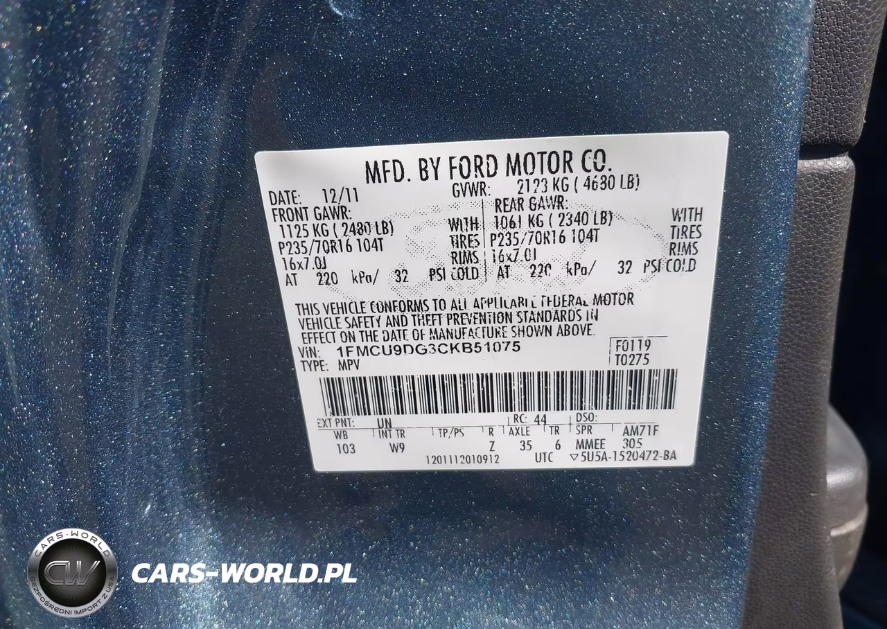 2012 Ford Escape Xlt VIN:1FMCU9DG3CKB51075 - 9