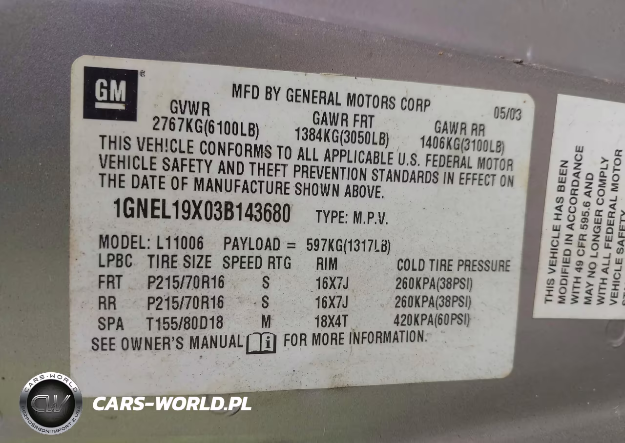 2003 Chevrolet Astro Ls VIN:1GNEL19X03B143680 - 9
