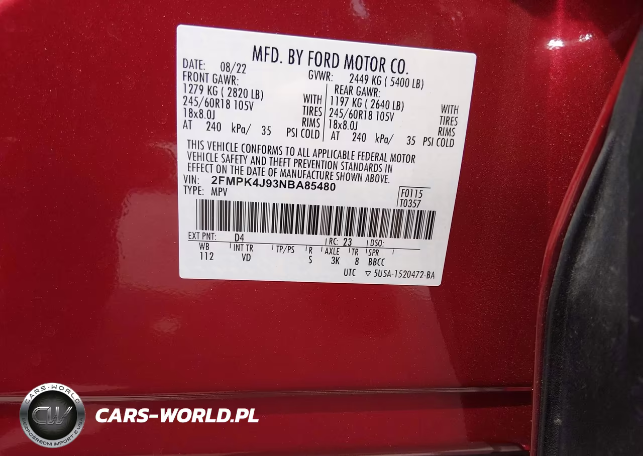 2022 Ford Edge Sel VIN:2FMPK4J93NBA85480 - 9