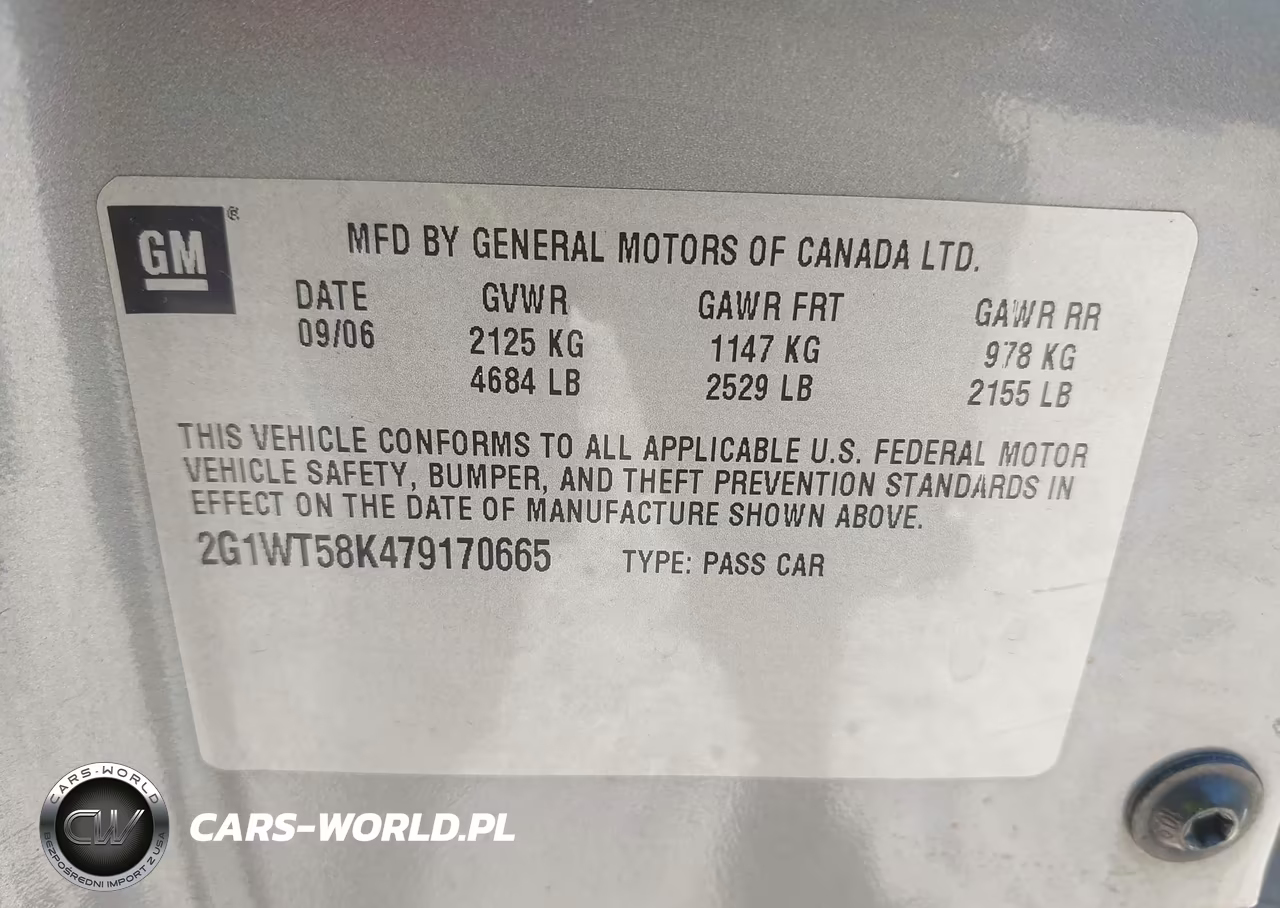 2007 Chevrolet Impala 3.5L Lt VIN:2G1WT58K479170665 - 9