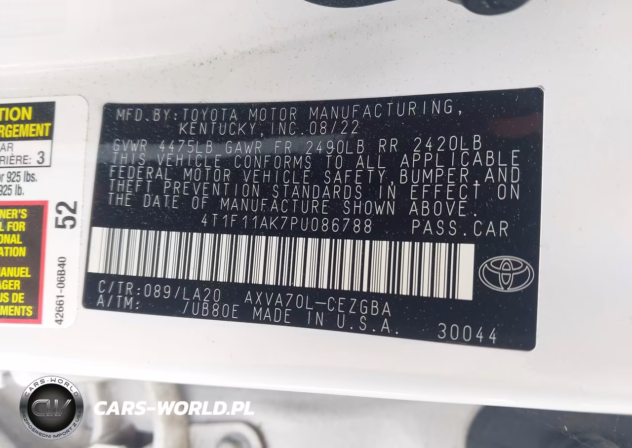 2023 Toyota Camry Xle VIN:4T1F11AK7PU086788 - 9
