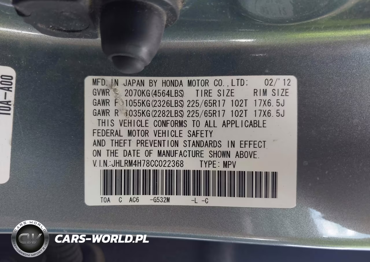2012 Honda Cr-V Ex-L VIN:JHLRM4H78CC022368 - 9