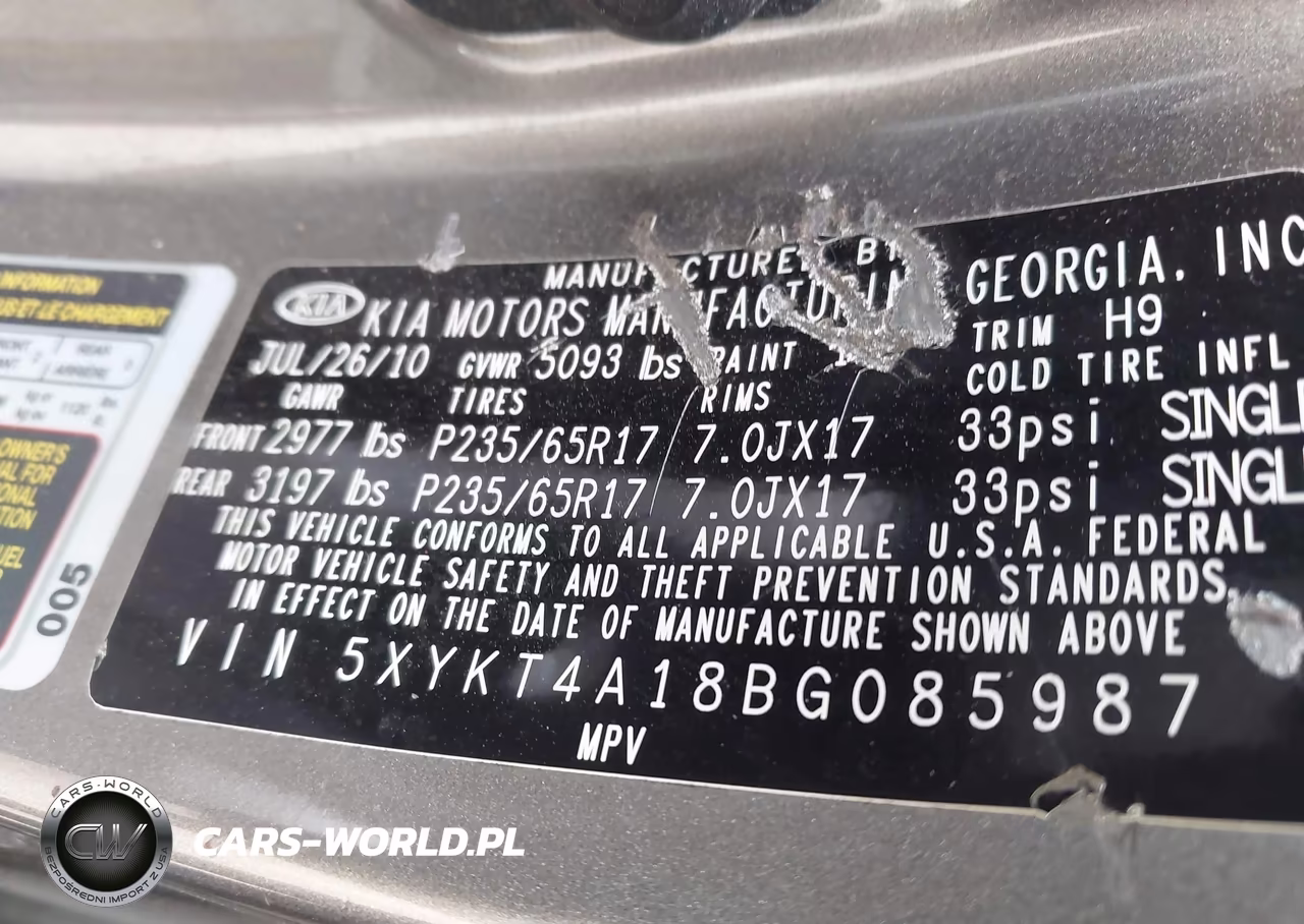 2011 Kia Sorento Lx VIN:5XYKT4A18BG085987 - 9