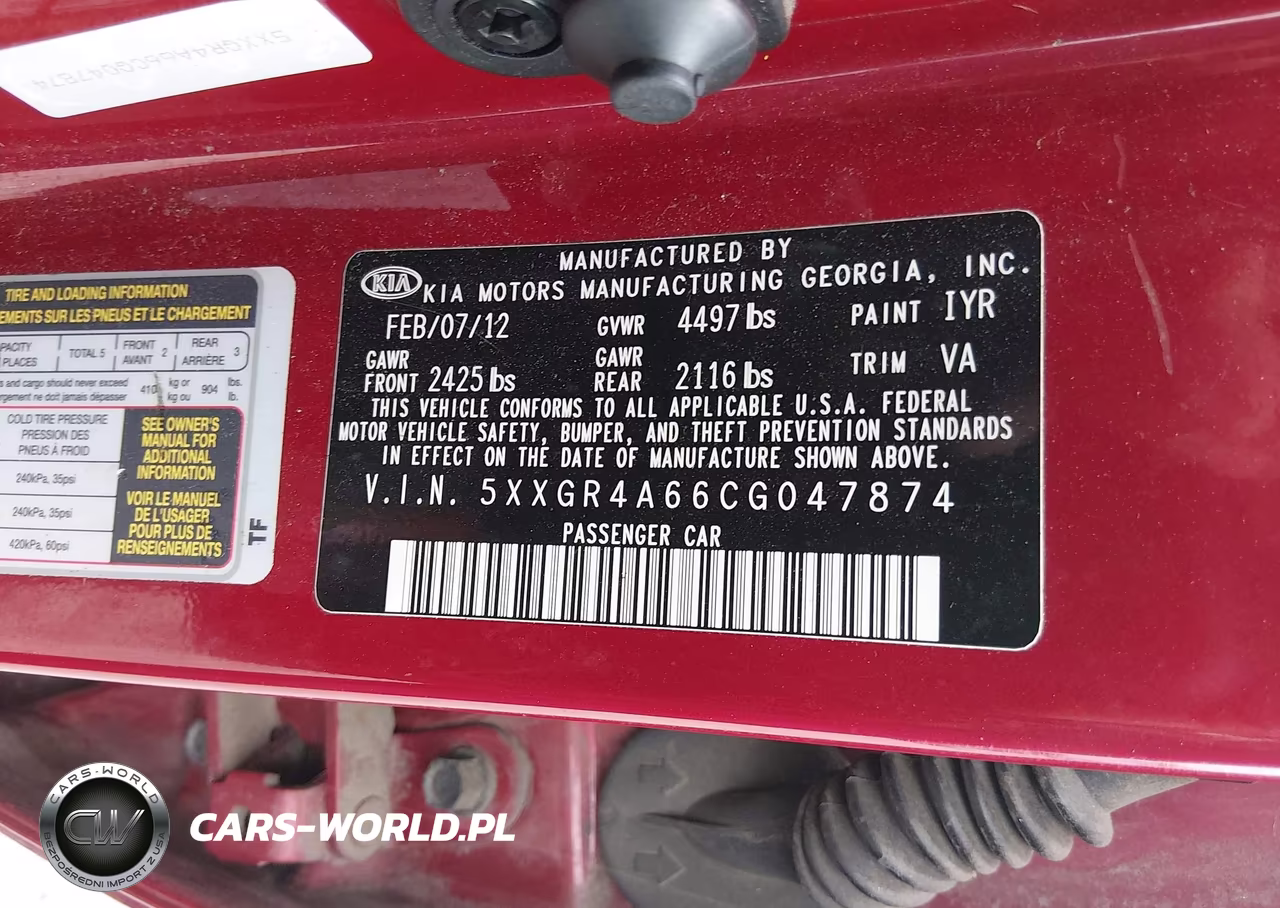 2012 Kia Optima Sx VIN:5XXGR4A66CG047874 - 9