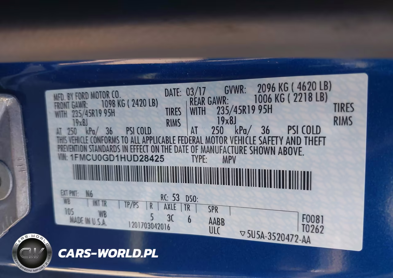 2017 Ford Escape Se VIN:1FMCU0GD1HUD28425 - 9