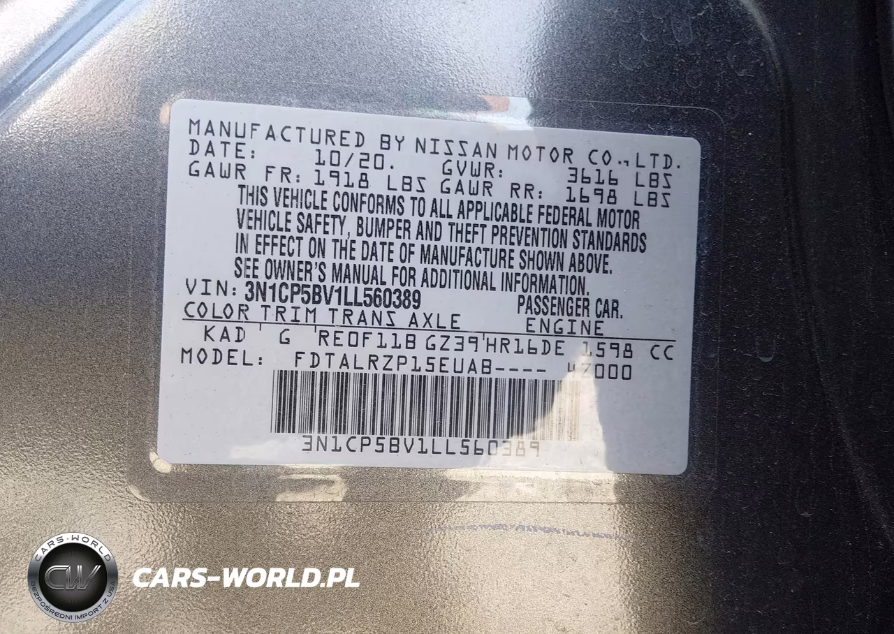 2020 Nissan Kicks S Xtronic Cvt VIN:3N1CP5BV1LL560389 - 9