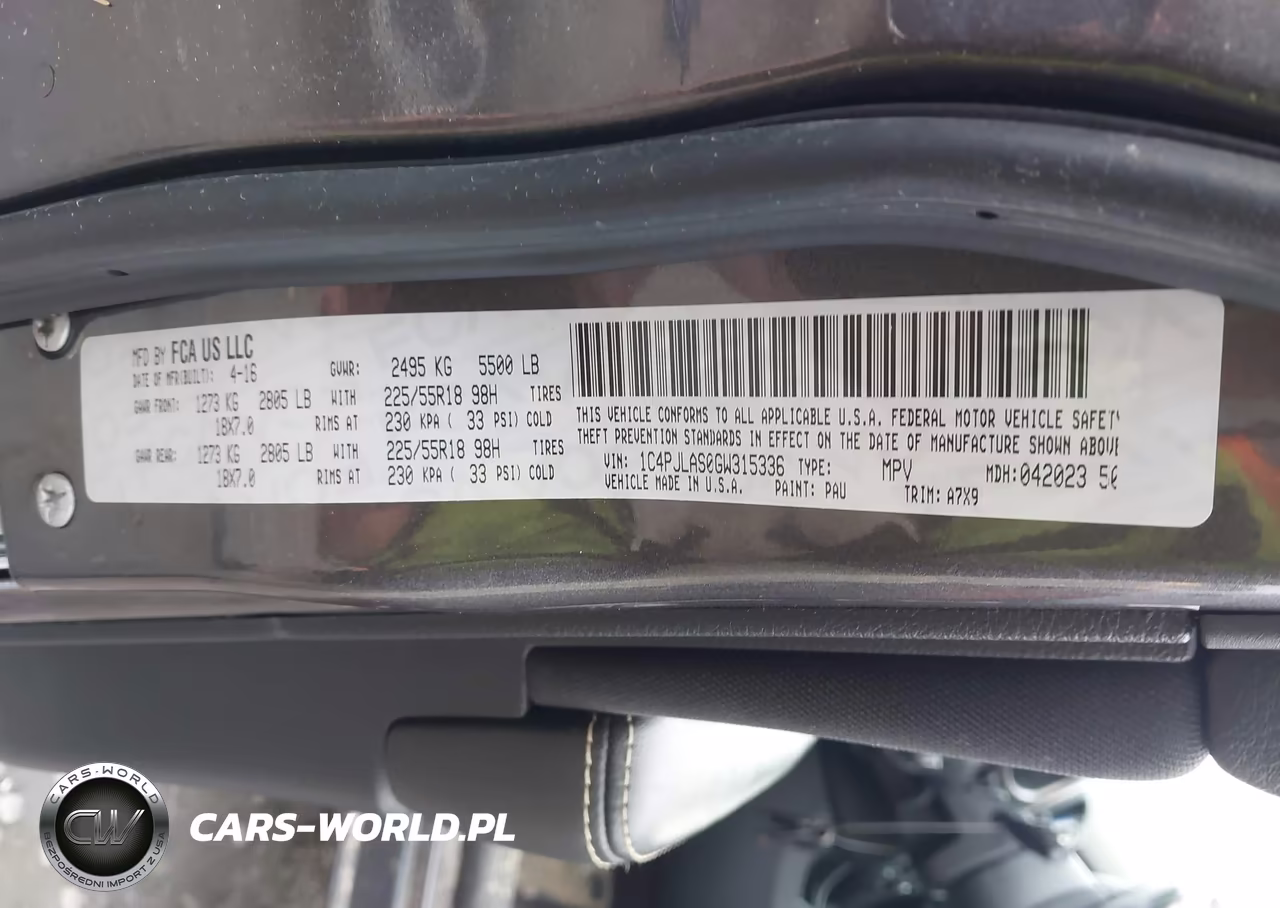 2016 Jeep Cherokee Altitude VIN:1C4PJLAS0GW315336 - 9