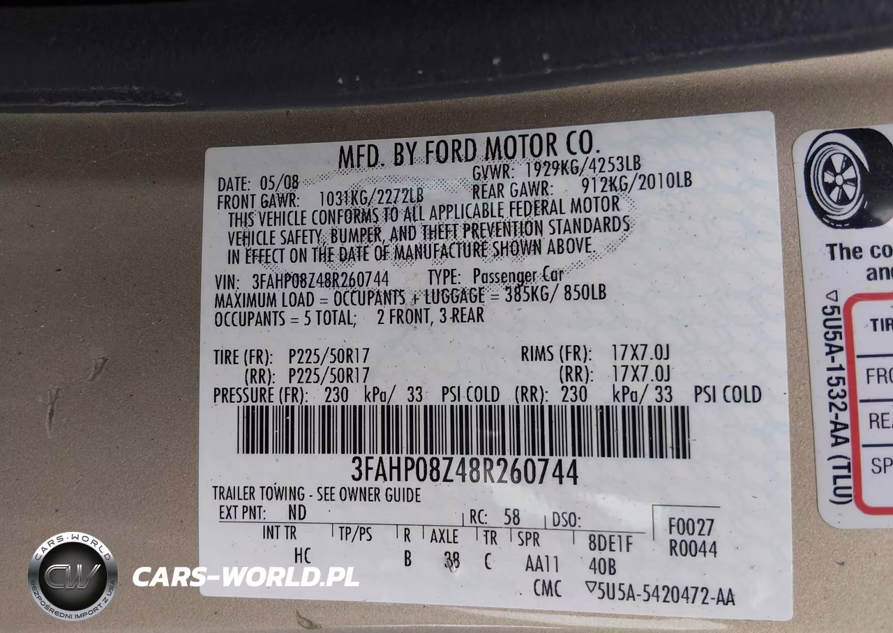 2008 Ford Fusion Sel VIN:3FAHP08Z48R260744 - 9