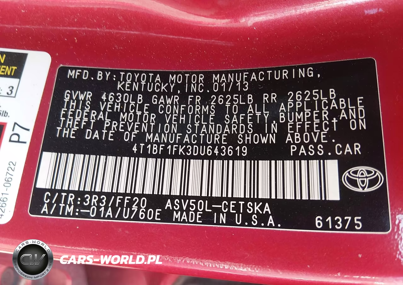 2013 Toyota Camry Se VIN:4T1BF1FK3DU643619 - 9