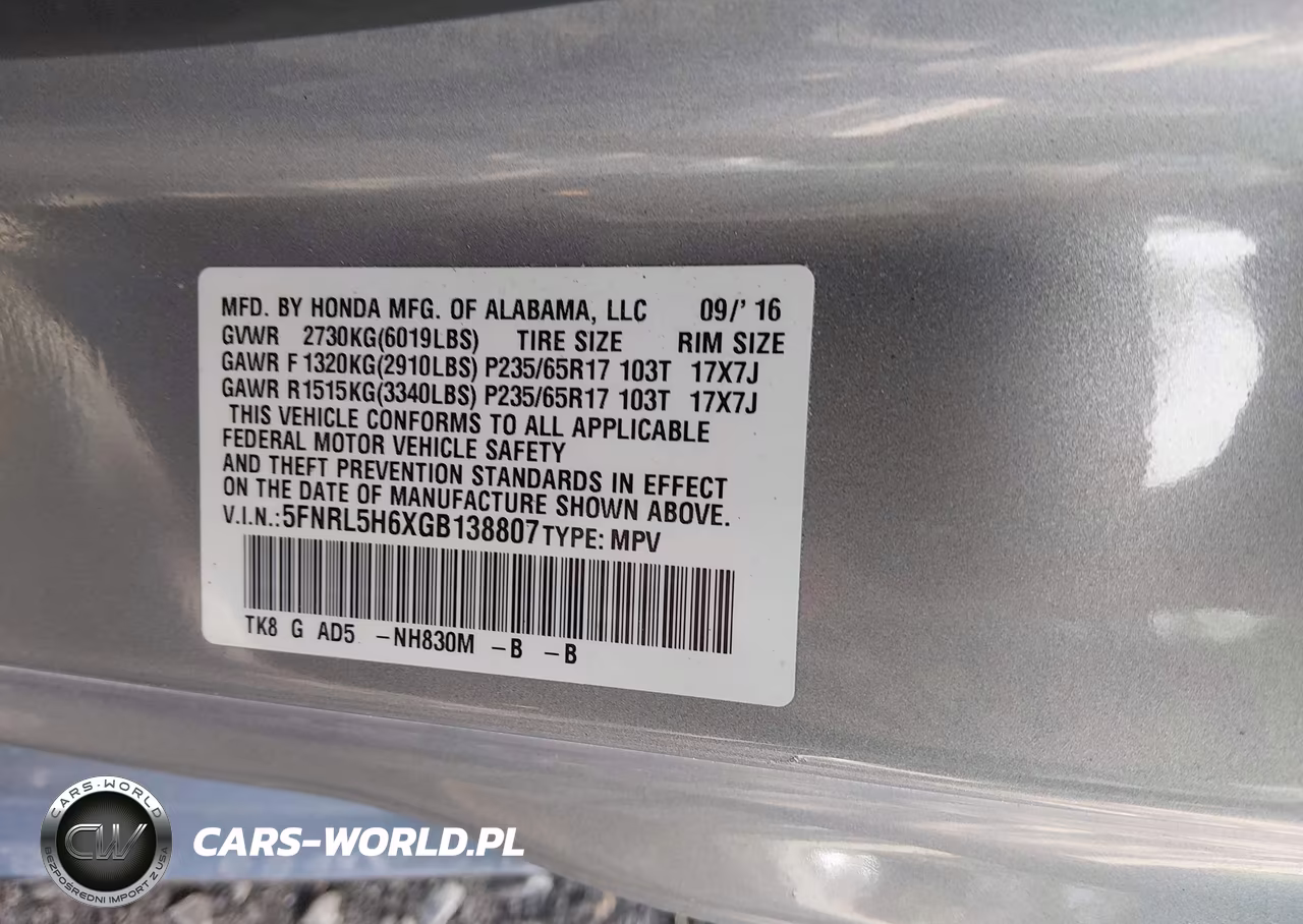2016 Honda Odyssey Exl VIN:5FNRL5H6XGB138807 - 9