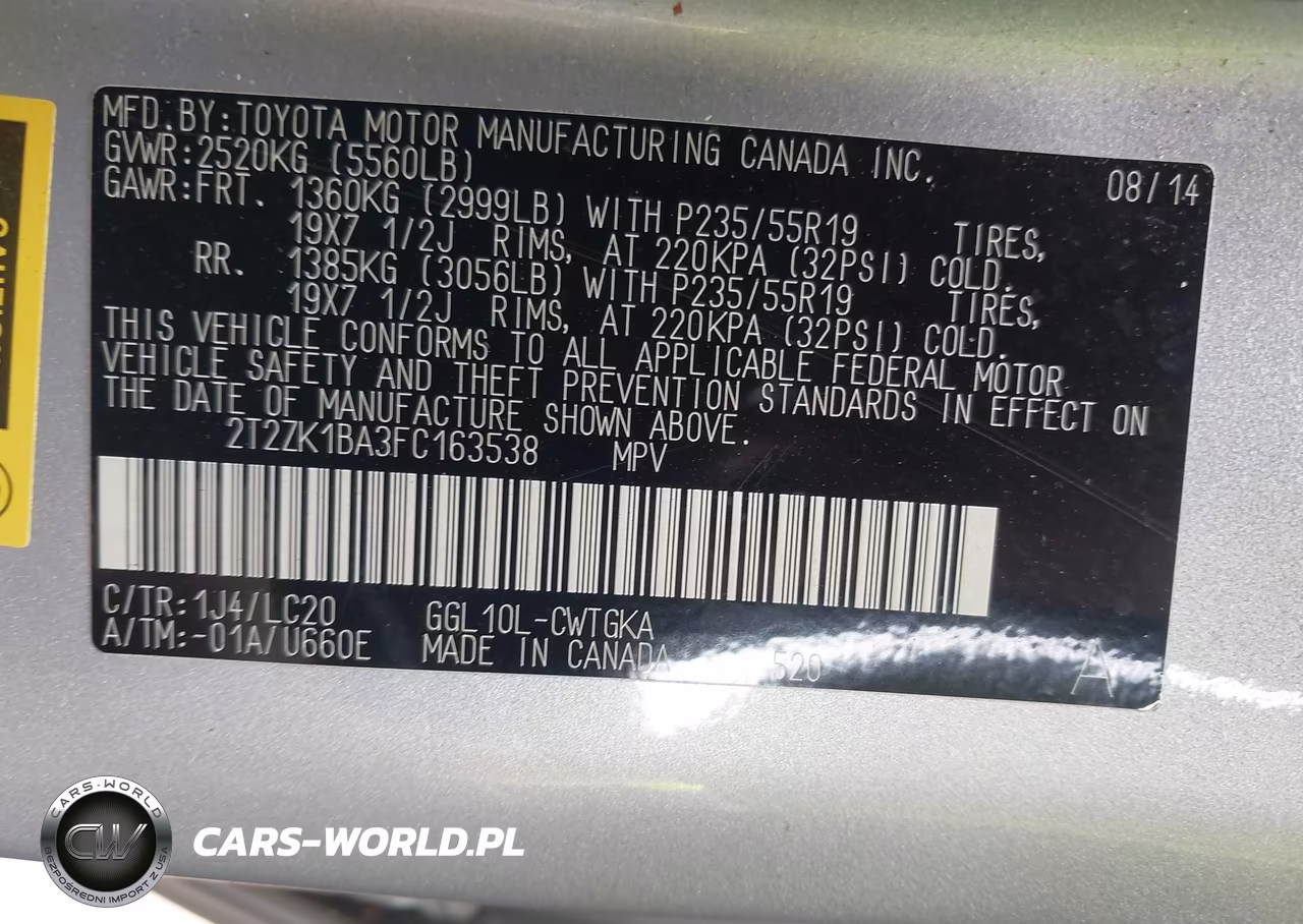 2015 Lexus Rx 350 VIN:2T2ZK1BA3FC163538 - 9