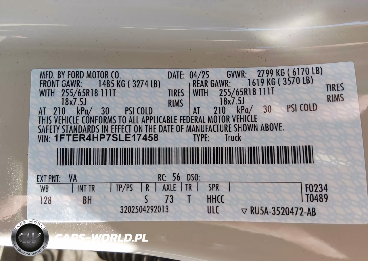 2025 Ford Ranger Xlt VIN:1FTER4HP7SLE17458 - 9