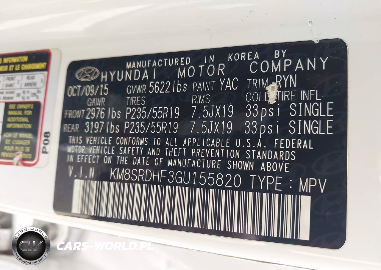 2016 Hyundai Santa Fe Se VIN:KM8SRDHF3GU155820 - 9