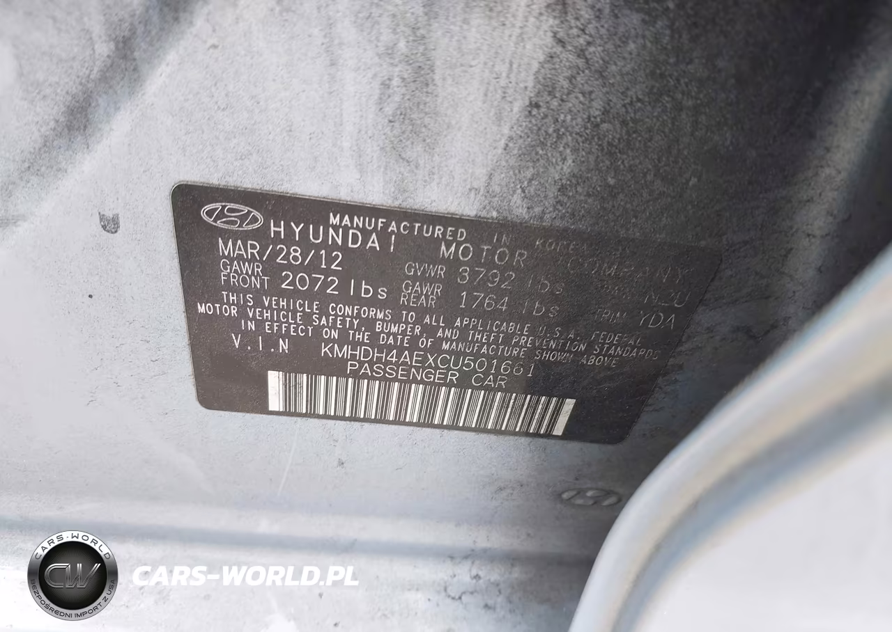 2012 Hyundai Elantra Limited (Ulsan Plant) VIN:KMHDH4AEXCU501661 - 9