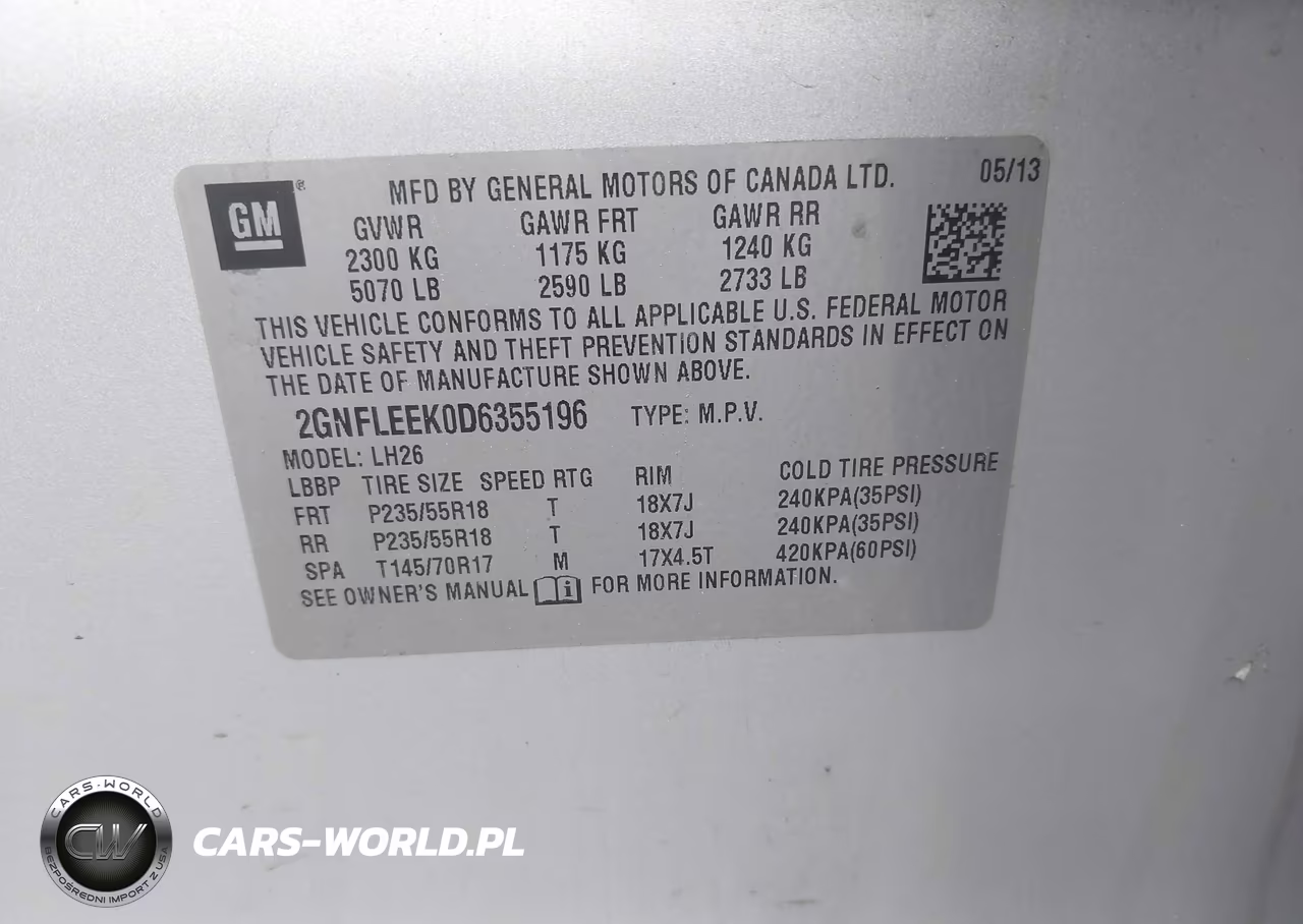 2013 Chevrolet Equinox 1Lt VIN:2GNFLEEK0D6355196 - 9