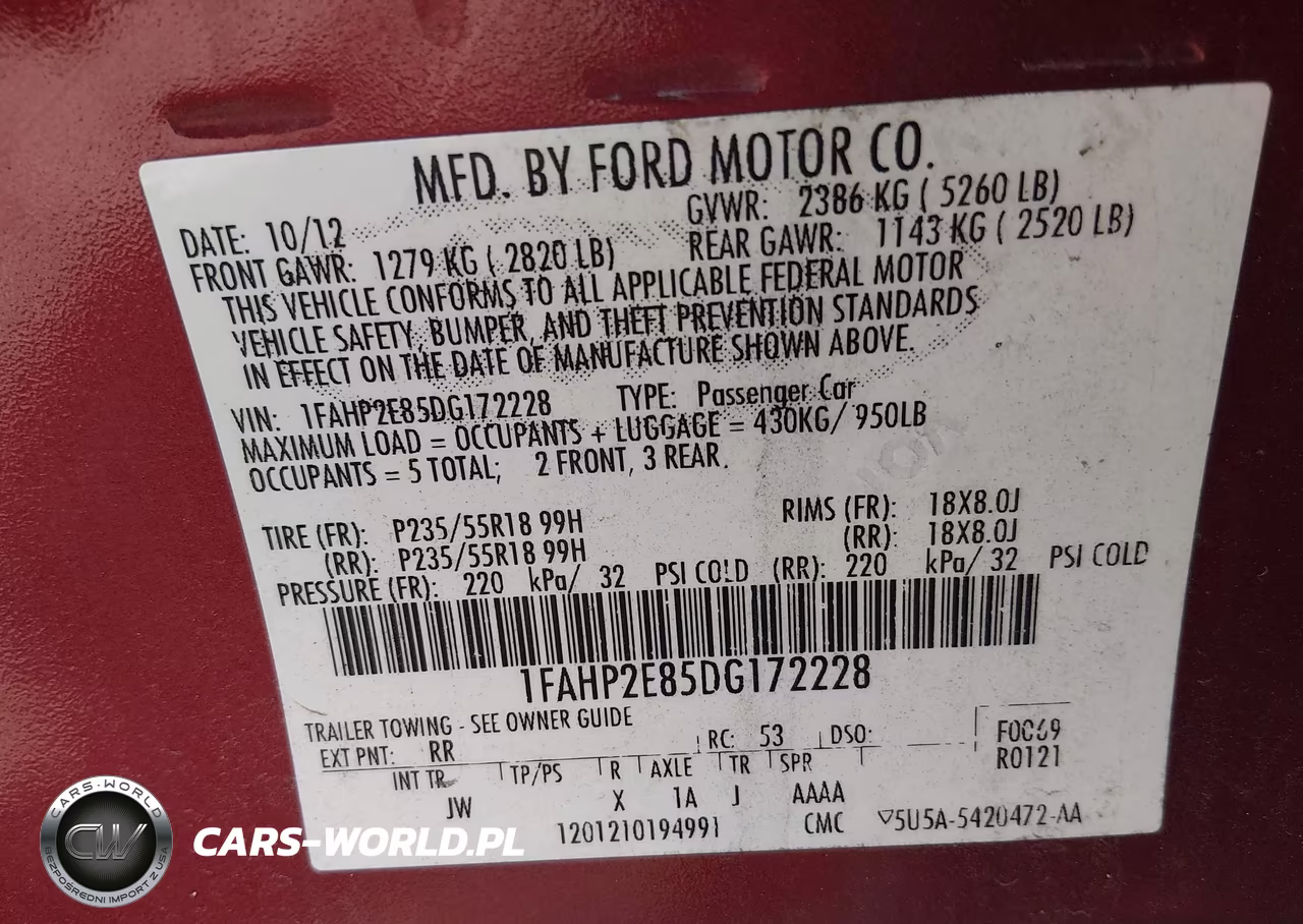 2013 Ford Taurus Sel VIN:1FAHP2E85DG172228 - 9