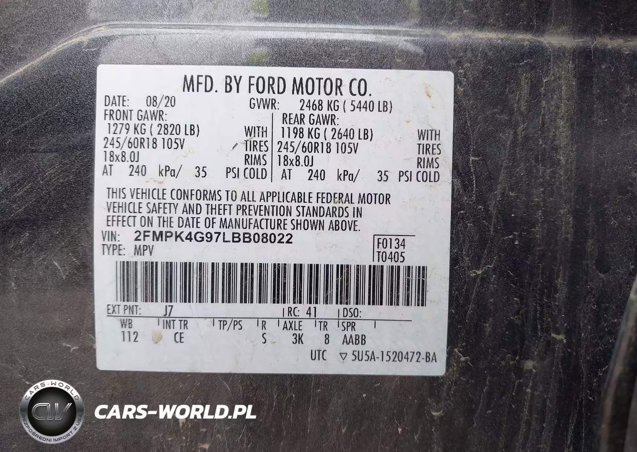 2020 Ford Edge Se VIN:2FMPK4G97LBB08022 - 9