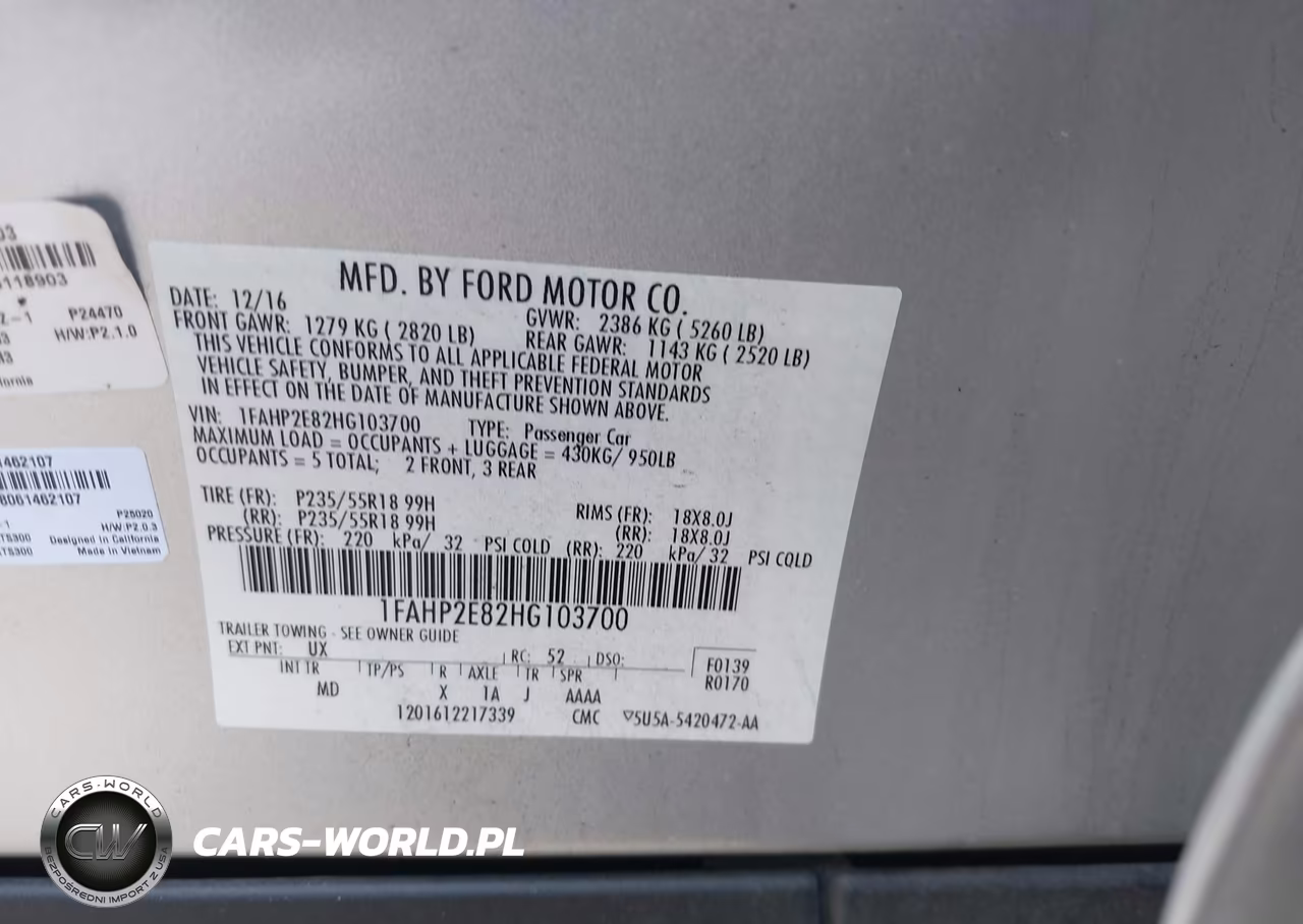 2017 Ford Taurus Sel VIN:1FAHP2E82HG103700 - 9
