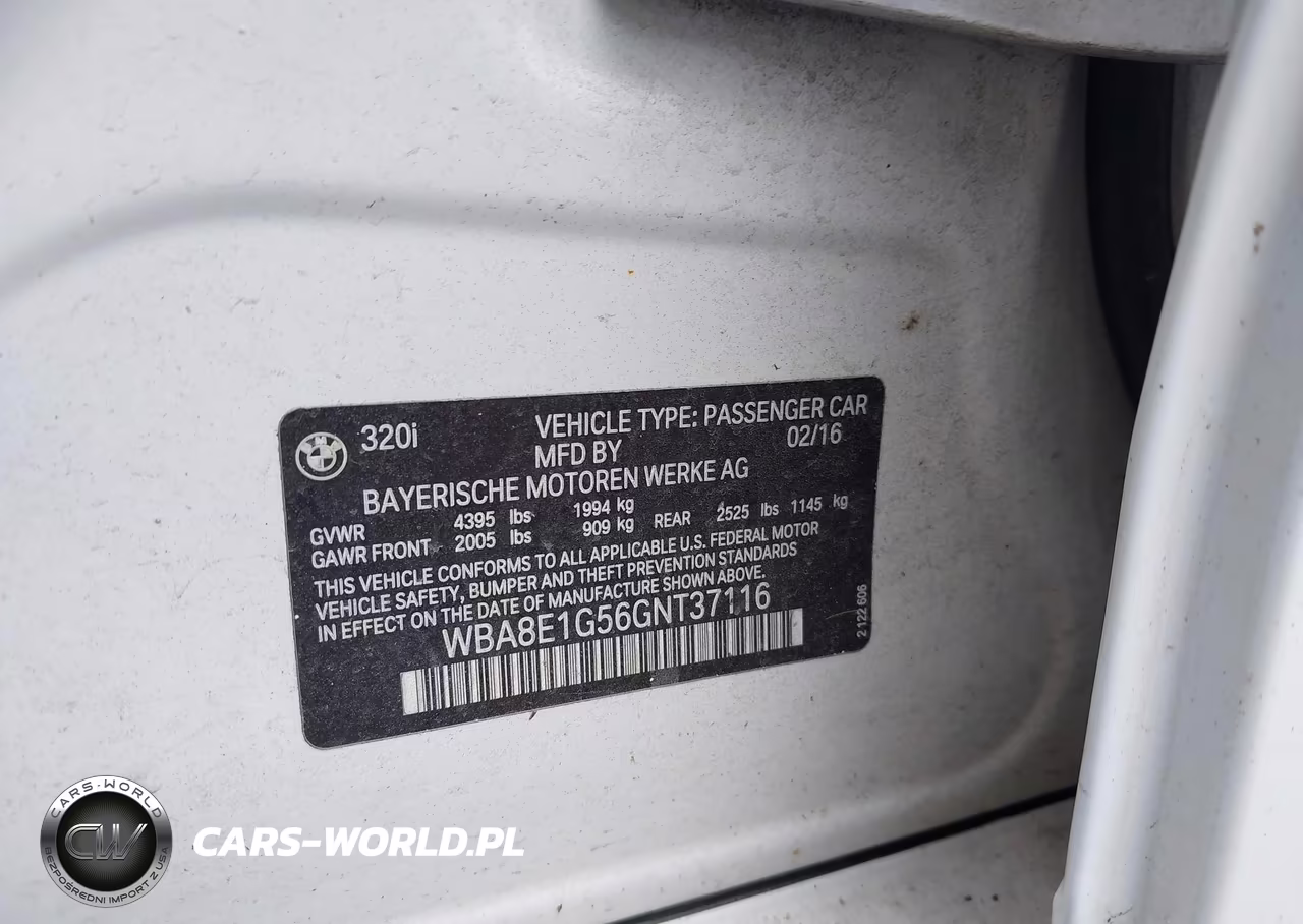 2016 BMW 320I VIN:WBA8E1G56GNT37116 - 9