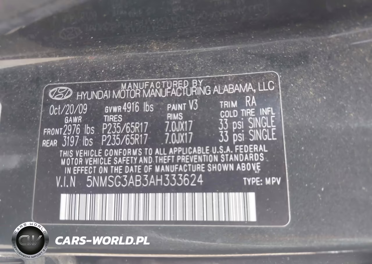 2010 Hyundai Santa Fe Gls VIN:5NMSG3AB3AH333624 - 9