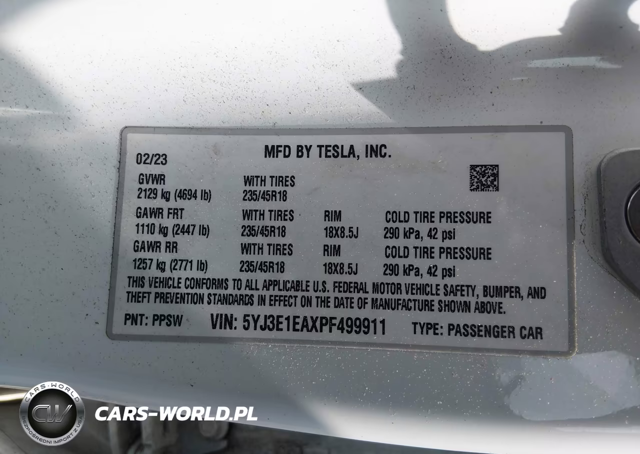 2023 Tesla Model 3 Rear-Wheel Drive VIN:5YJ3E1EAXPF499911 - 9