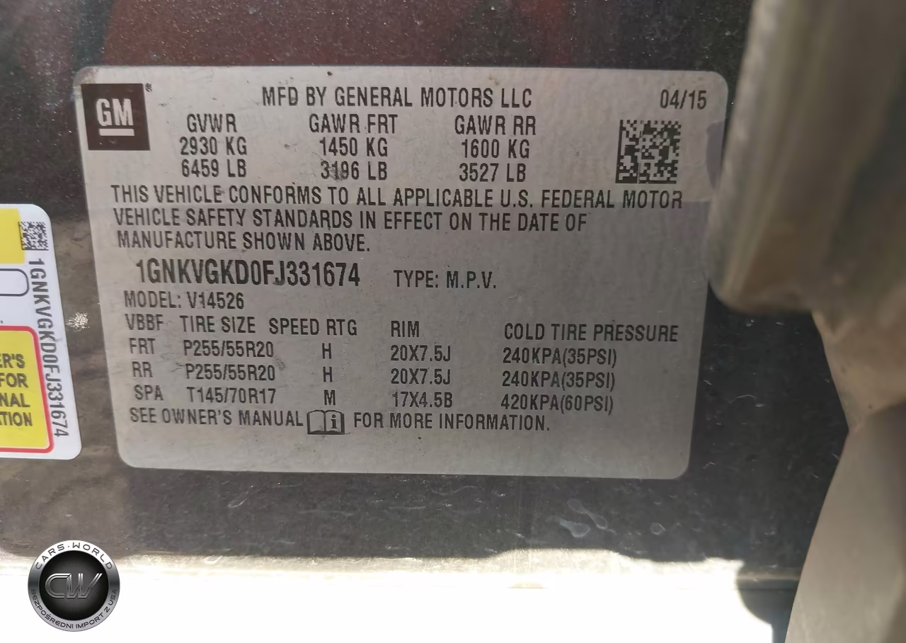 2015 Chevrolet Traverse 1Lt VIN:1GNKVGKD0FJ331674 - 9