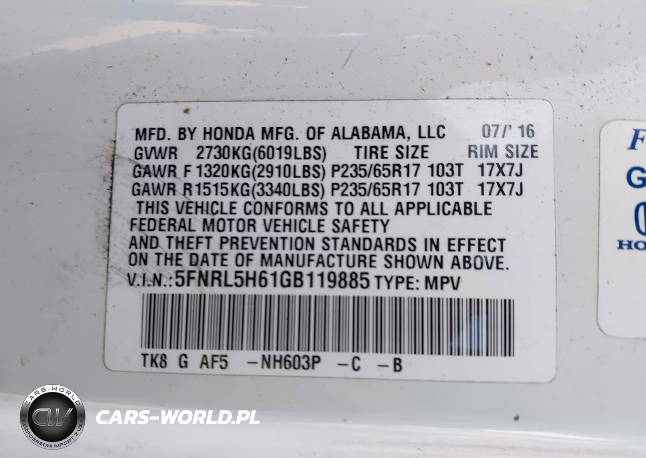 2016 Honda Odyssey Ex-L VIN:5FNRL5H61GB119885 - 9