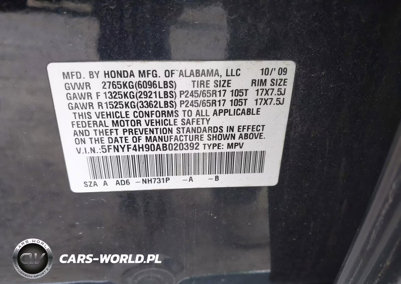 2010 Honda Pilot Touring VIN:5FNYF4H90AB020392 - 9