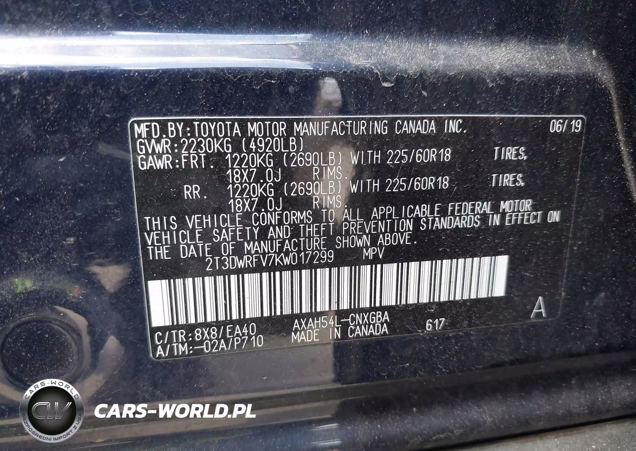 2019 Toyota Rav4 Hybrid Limited VIN:2T3DWRFV7KW017299 - 9
