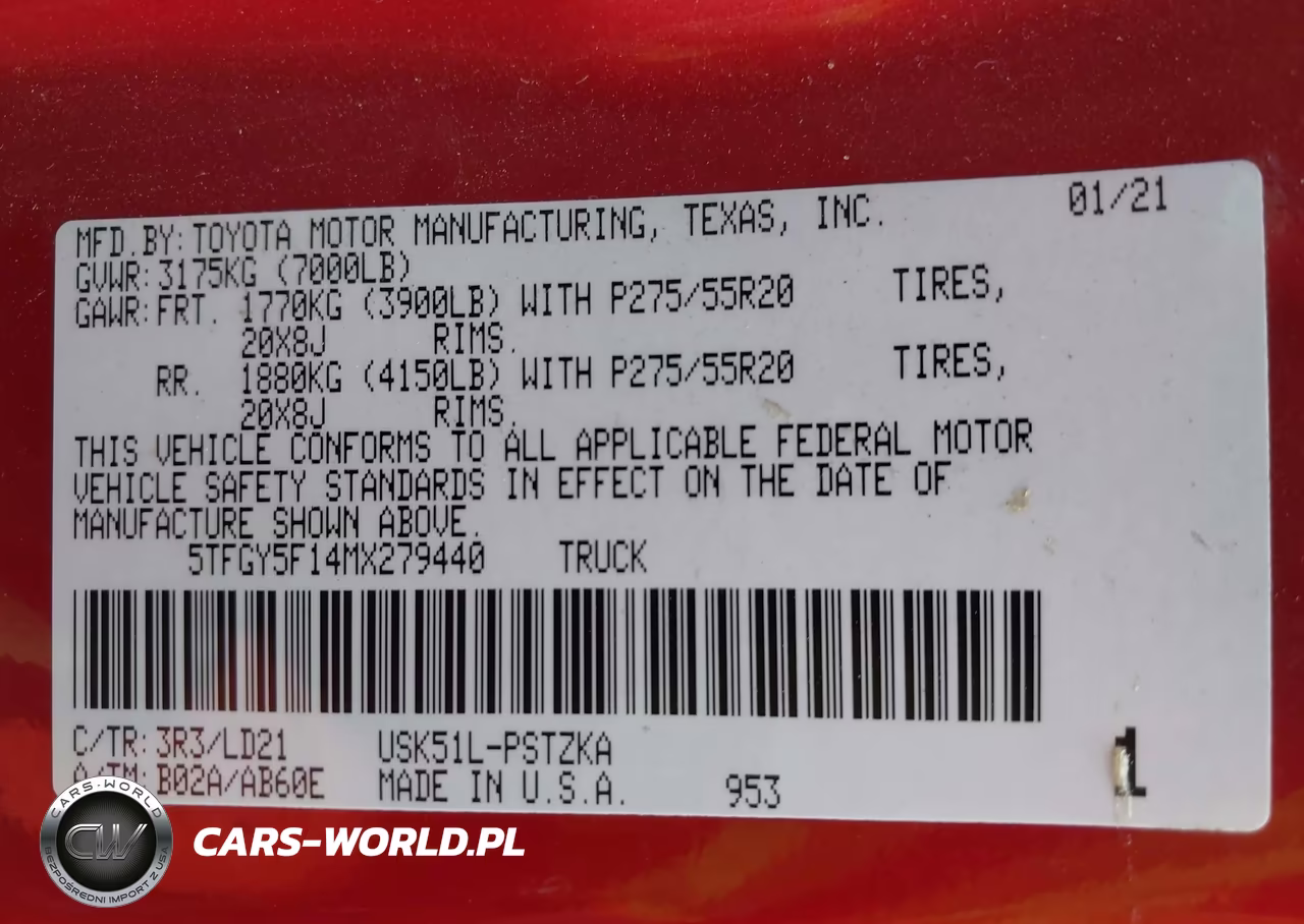 2021 Toyota Tundra 1794 Edition VIN:5TFGY5F14MX279440 - 9