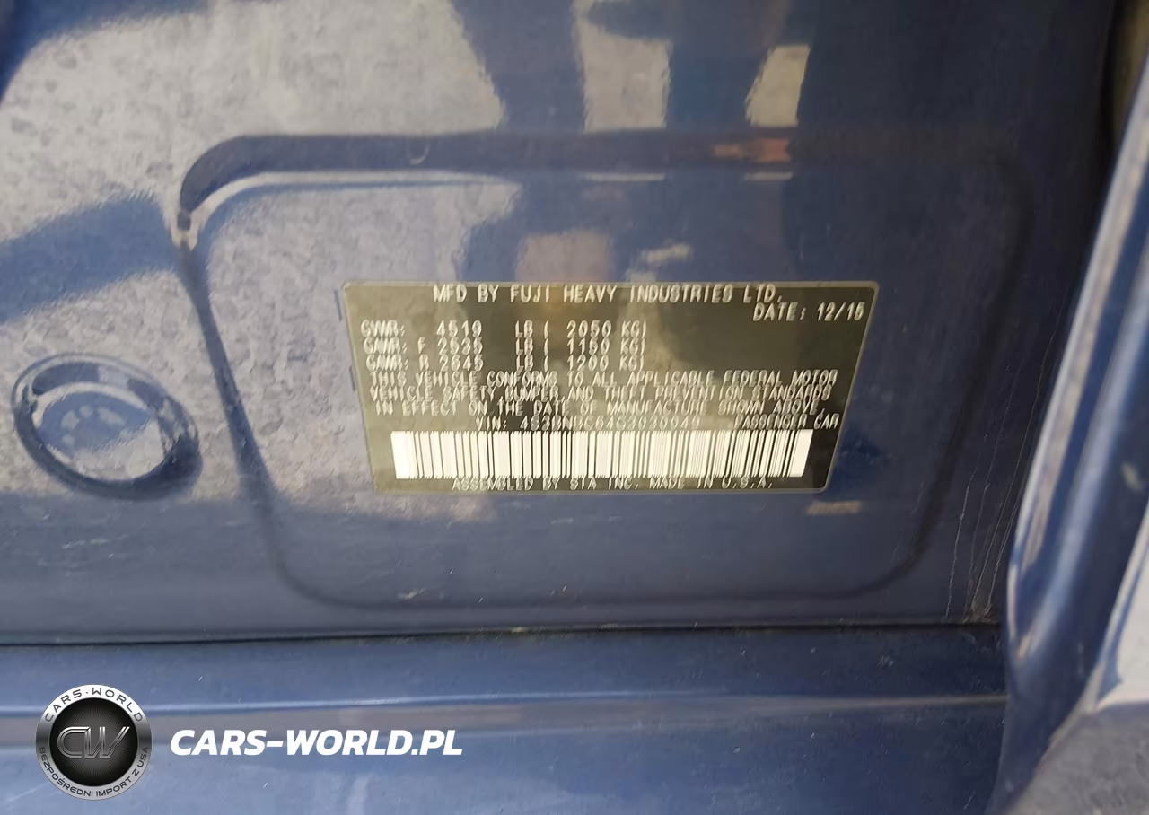 2016 Subaru Legacy 2.5I Premium VIN:4S3BNBC64G3030049 - 9