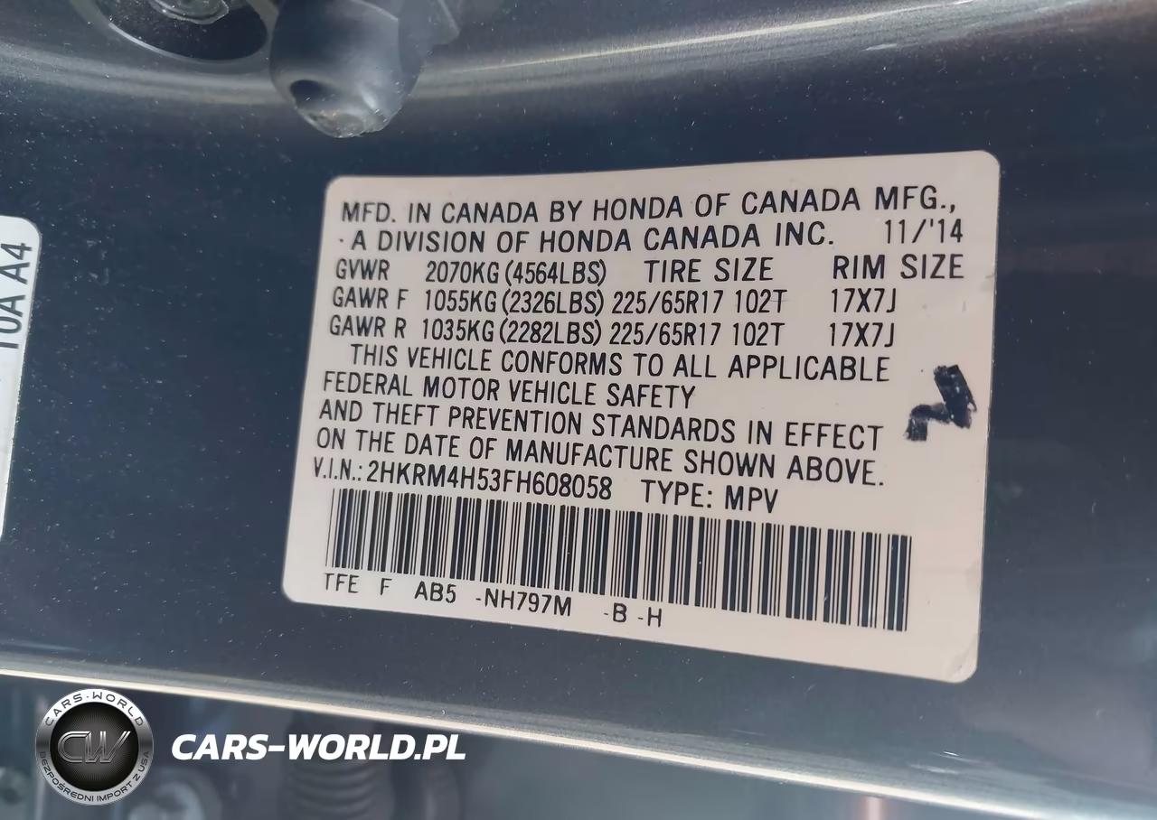 2015 Honda Cr-V Ex VIN:2HKRM4H53FH608058 - 9