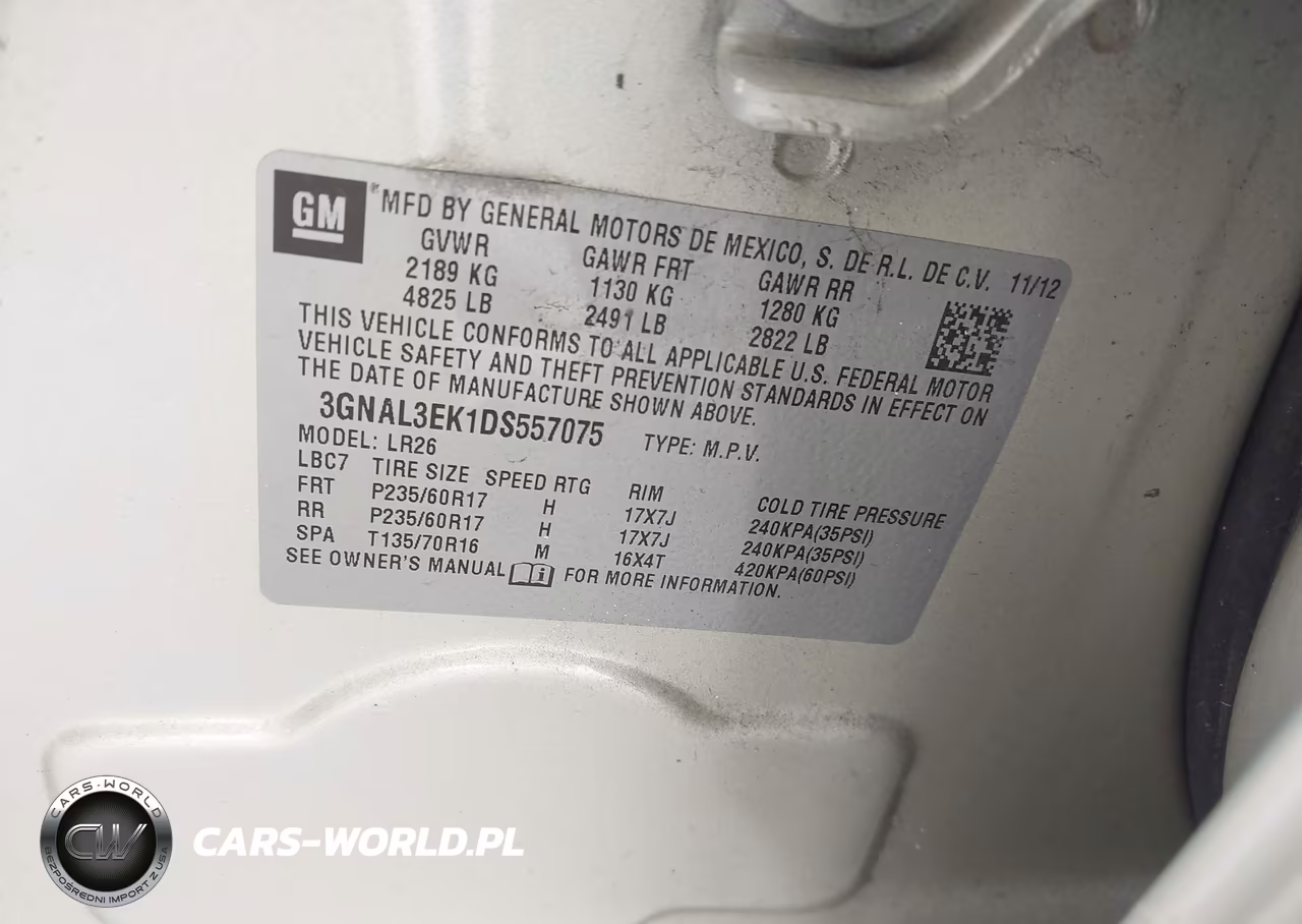 2013 Chevrolet Captiva Sport Lt VIN:3GNAL3EK1DS557075 - 9