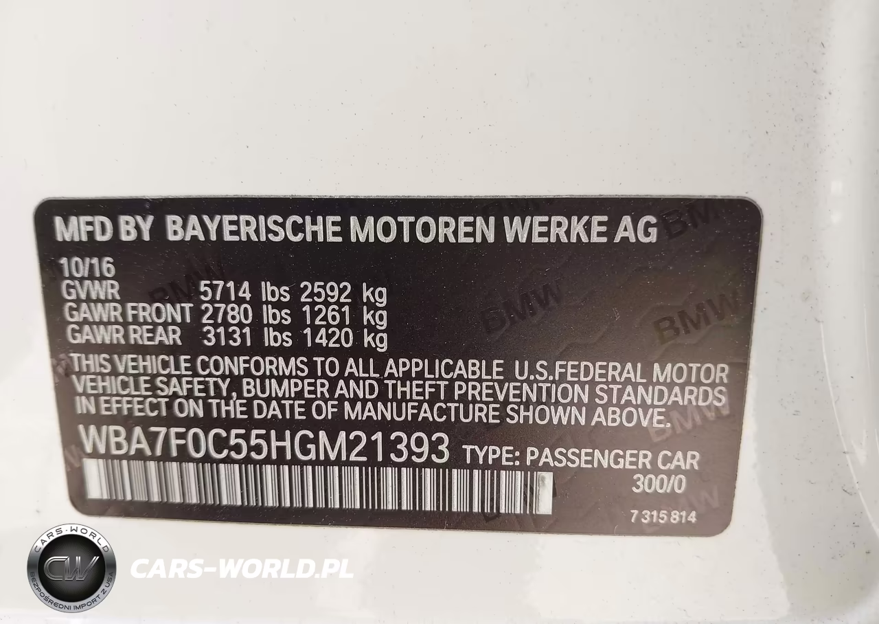 2017 BMW 750I VIN:WBA7F0C55HGM21393 - 9