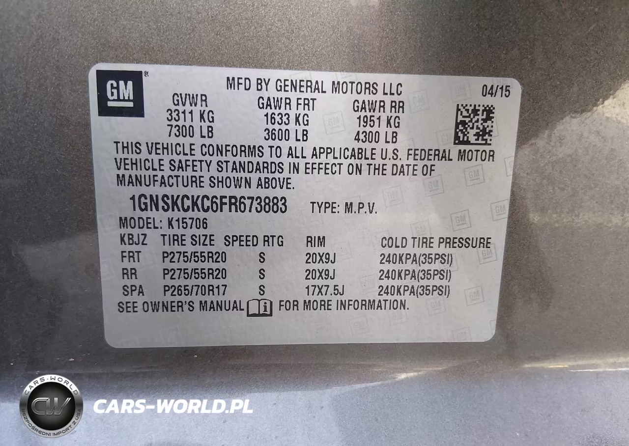 2015 Chevrolet Tahoe Ltz VIN:1GNSKCKC6FR673883 - 9