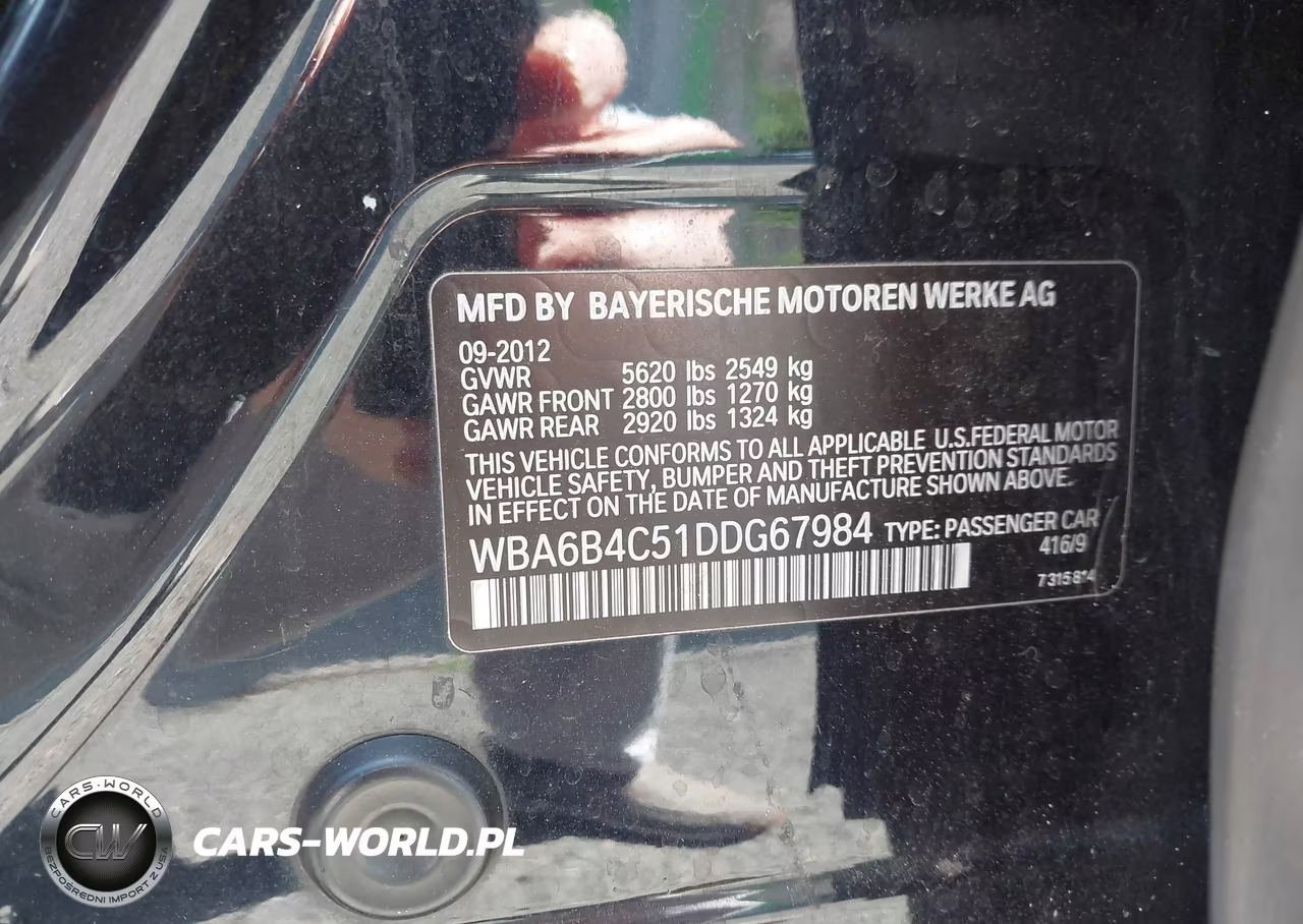 2013 BMW 650I Gran Coupe xDrive VIN:WBA6B4C51DDG67984 - 9