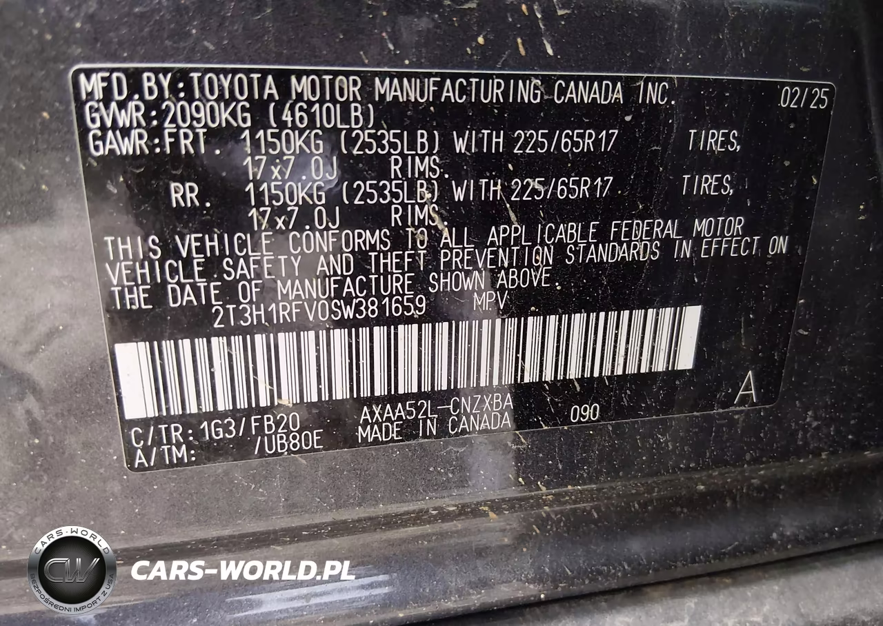 2025 Toyota Rav4 Le VIN:2T3H1RFV0SW381659 - 9