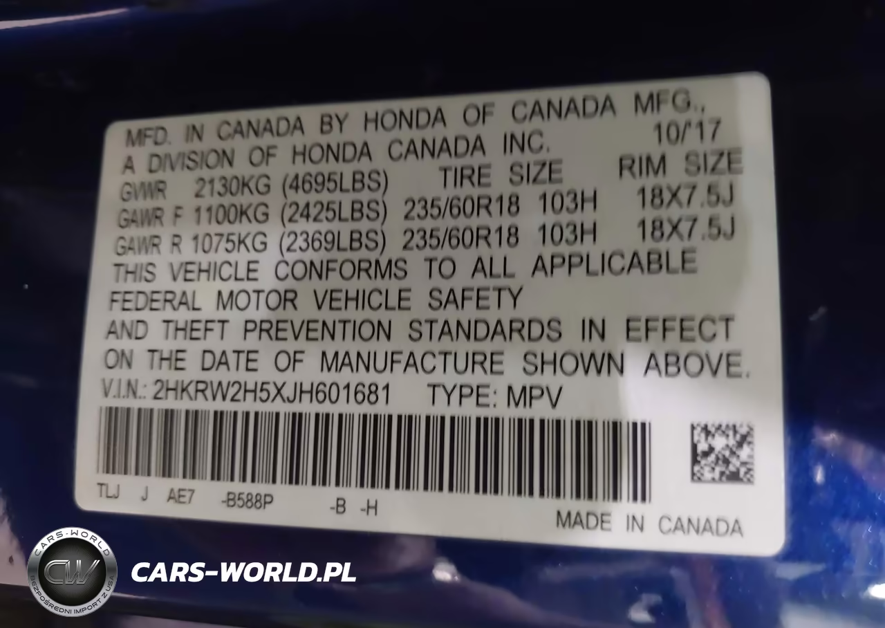 2018 Honda Cr-V Ex VIN:2HKRW2H5XJH601681 - 9
