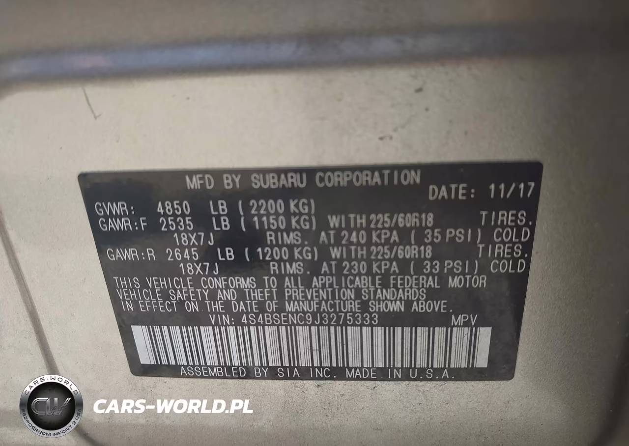 2018 Subaru Outback 3.6R Limited VIN:4S4BSENC9J3275333 - 9