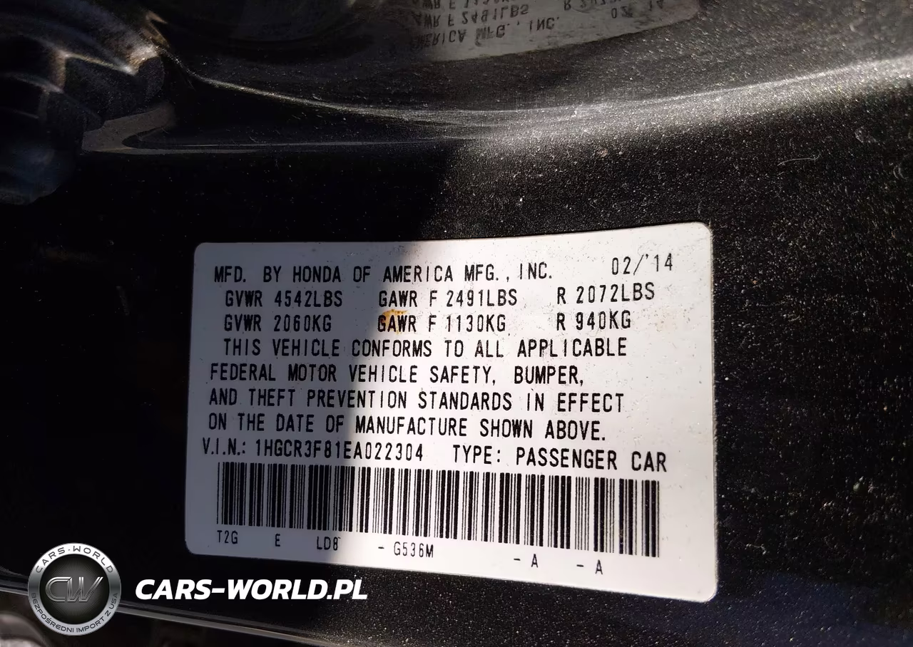 2014 Honda Accord Ex-L V-6 VIN:1HGCR3F81EA022304 - 9