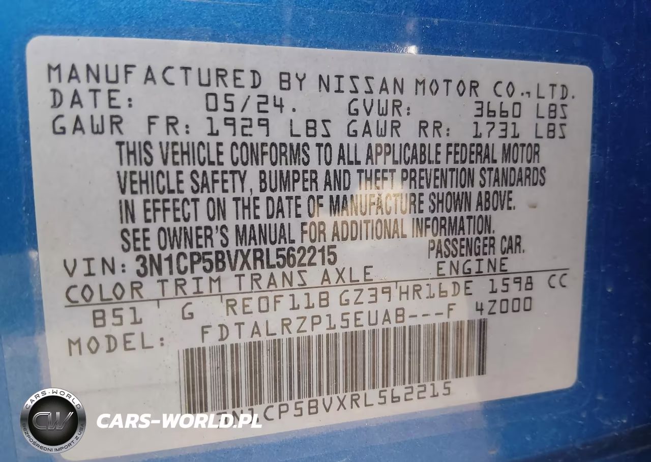 2024 Nissan Kicks S Xtronic Cvt VIN:3N1CP5BVXRL562215 - 9